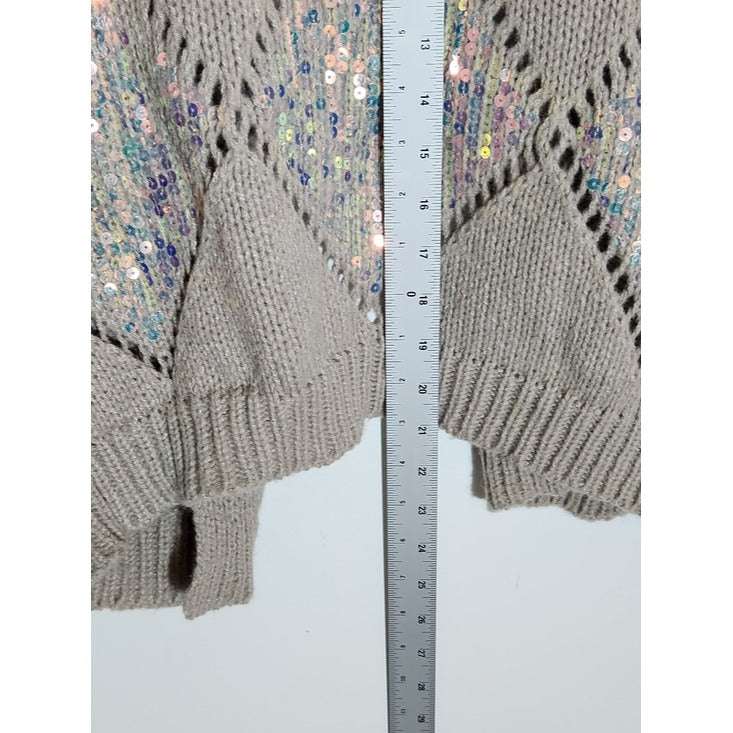 Cato Khaki Argyle Sequin Cardigan Sweater Size 14/16W