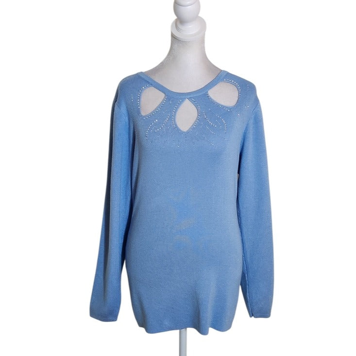 Ashley Stewart Light Blue Cut-Out Sweater Size 14/16 NWT