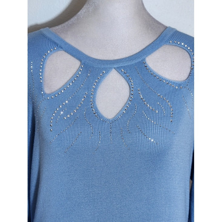Ashley Stewart Light Blue Cut-Out Sweater Size 14/16 NWT