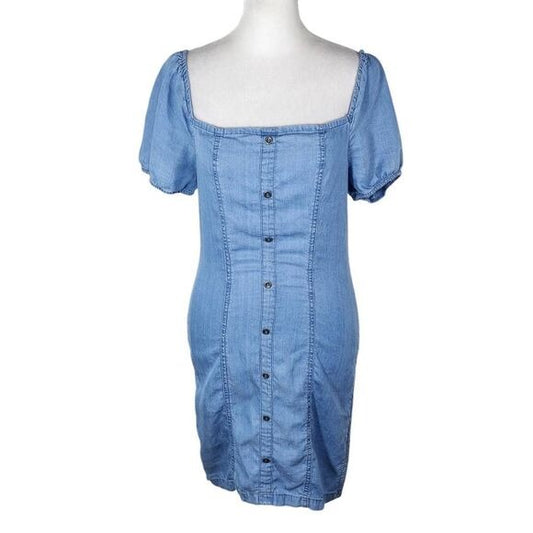 Love Tree Blue Chambray Mini Bodycon Dress Size Medium