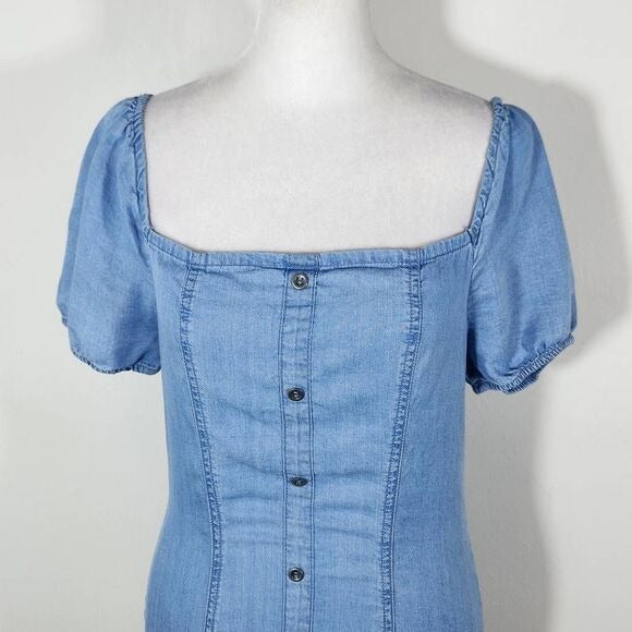 Love Tree Blue Chambray Mini Bodycon Dress Size Medium