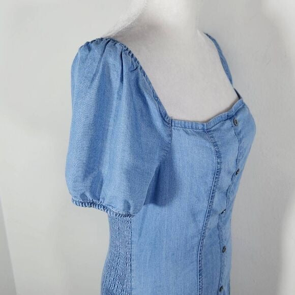 Love Tree Blue Chambray Mini Bodycon Dress Size Medium