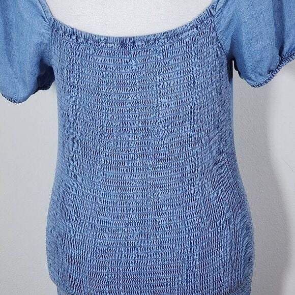 Love Tree Blue Chambray Mini Bodycon Dress Size Medium