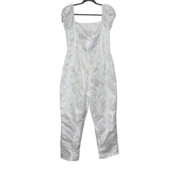 Lulus White Off the Shoulder Cropped Jumpsuit Size Medium, New