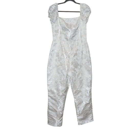 Lulus White Off the Shoulder Cropped Jumpsuit Size Medium, New