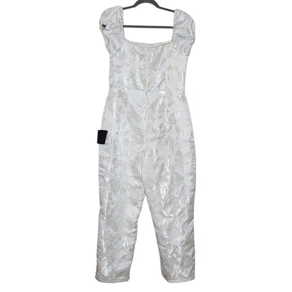 Lulus White Off the Shoulder Cropped Jumpsuit Size Medium, New