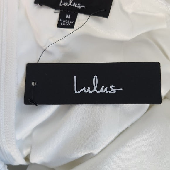 Lulus White Off the Shoulder Cropped Jumpsuit Size Medium, New