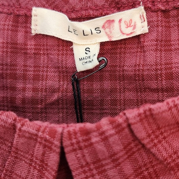 Le Lis Wine Red Plaid Off Shoulder Crop Top Size Small NWT