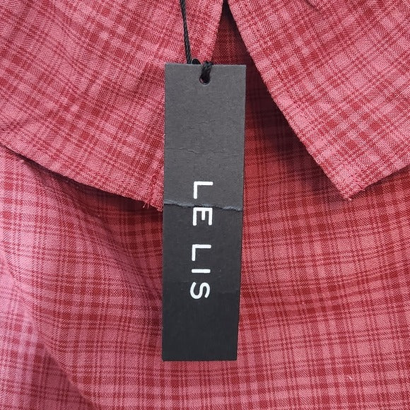 Le Lis Wine Red Plaid Off Shoulder Crop Top Size Small NWT