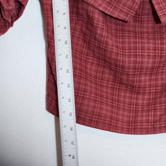 Le Lis Wine Red Plaid Off Shoulder Crop Top Size Small NWT