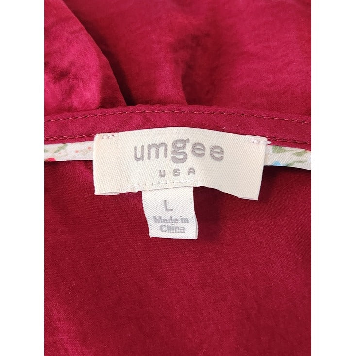 Umgee Burgundy Satin Sheen Babydoll Blouse Size Large