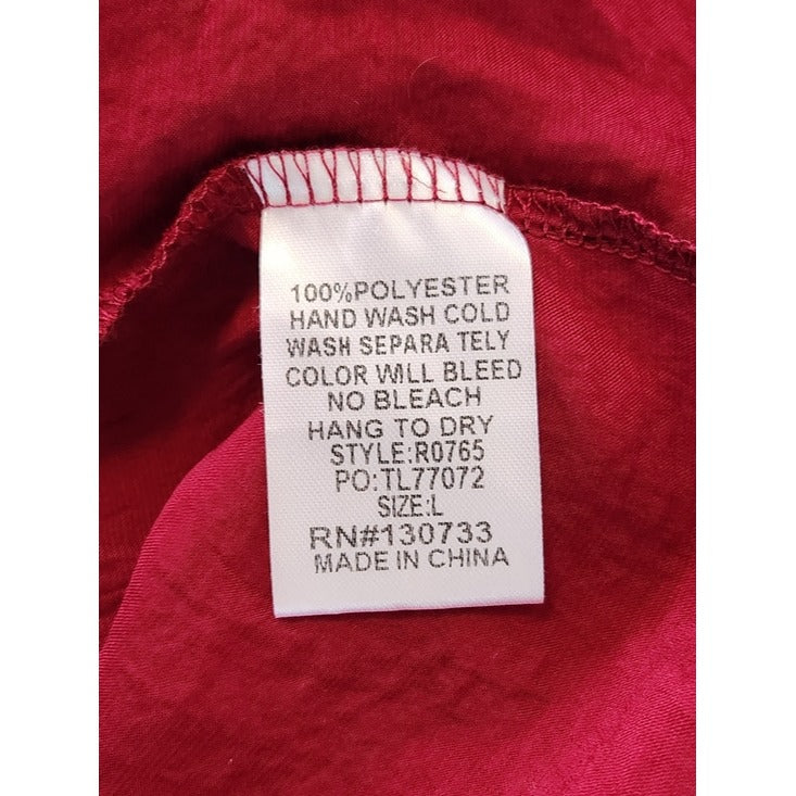 Umgee Burgundy Satin Sheen Babydoll Blouse Size Large