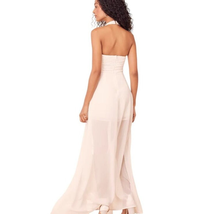 Lulus White Lace Romper with Attached Maxi Skirt Size XL NWT Bachelorette