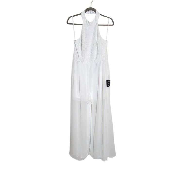Lulus White Lace Romper with Attached Maxi Skirt Size XL NWT Bachelorette