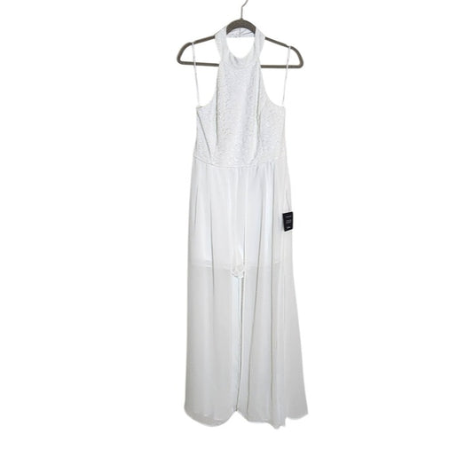 Lulus White Lace Romper with Attached Maxi Skirt Size XL NWT Bachelorette
