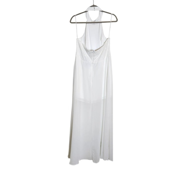 Lulus White Lace Romper with Attached Maxi Skirt Size XL NWT Bachelorette