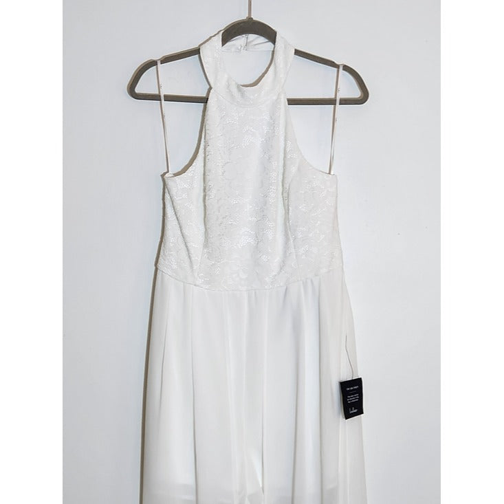 Lulus White Lace Romper with Attached Maxi Skirt Size XL NWT Bachelorette