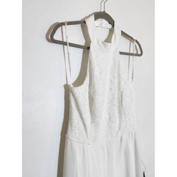Lulus White Lace Romper with Attached Maxi Skirt Size XL NWT Bachelorette