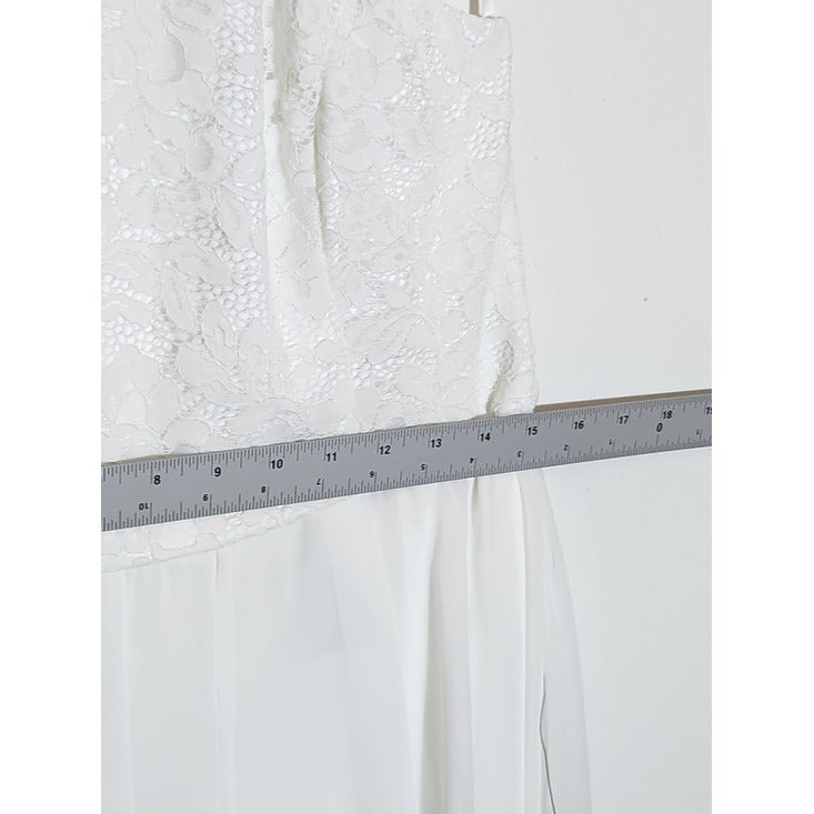 Lulus White Lace Romper with Attached Maxi Skirt Size XL NWT Bachelorette
