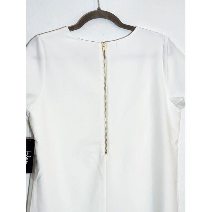 Lulus Ivory Mini Short Sleeve Shift Dress Size Small NWT