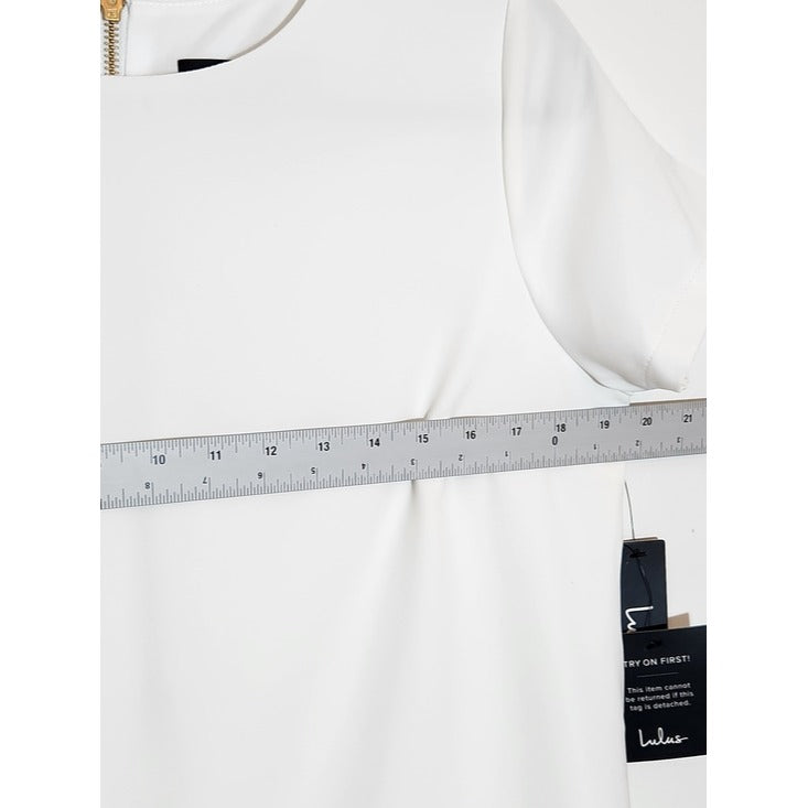 Lulus Ivory Mini Short Sleeve Shift Dress Size Small NWT
