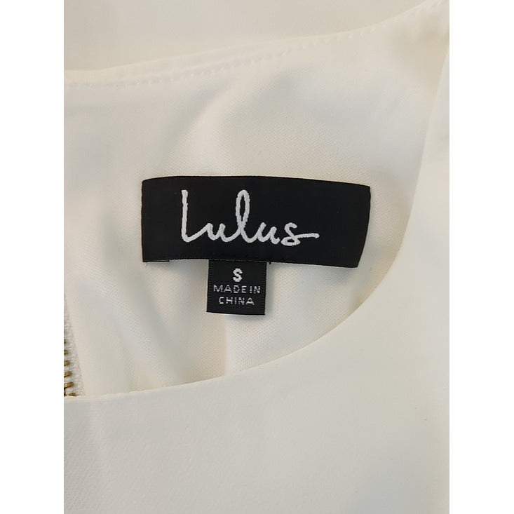 Lulus Ivory Mini Short Sleeve Shift Dress Size Small NWT
