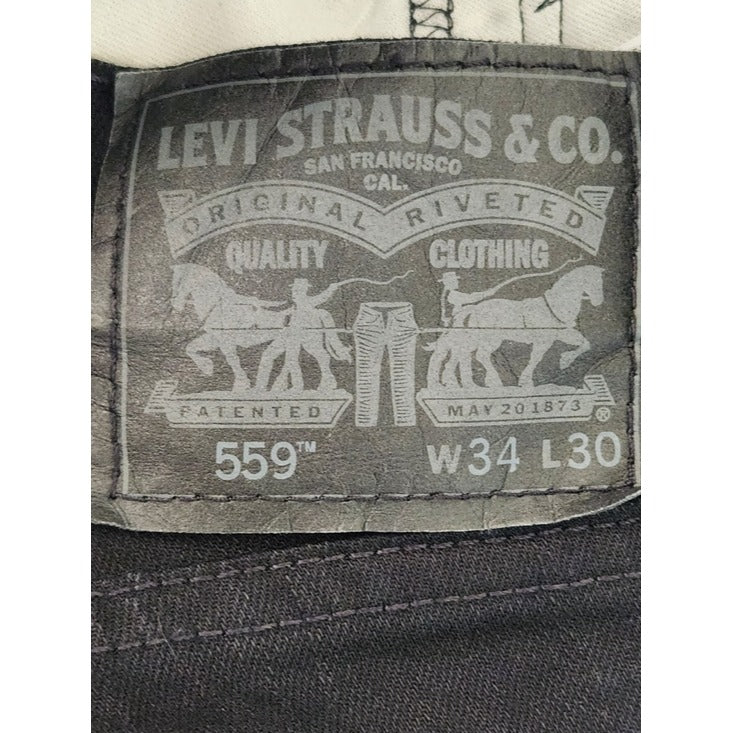 Levi's 559 Relaxed Straight Fit Black Jeans Size 34 x 30