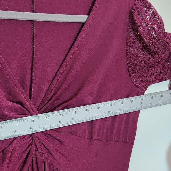 Maurices Burgundy Lace Sleeve Mini Dress Size Small Wedding Guest Dress