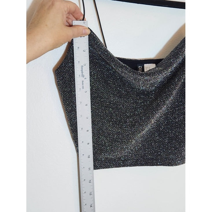 Divided H&M Black and Silver Metallic Crop Top Size XS
