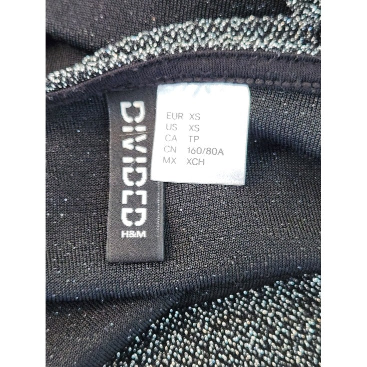 Divided H&M Black and Silver Metallic Crop Top Size XS