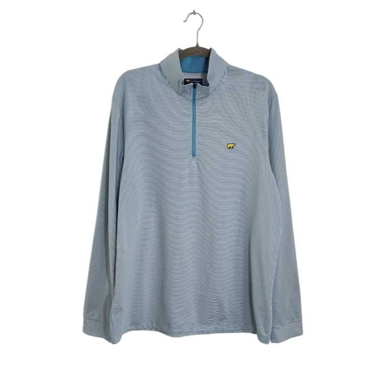 Jack Nicklaus Blue and White Stripe Quarter Zip Pullover Size Large