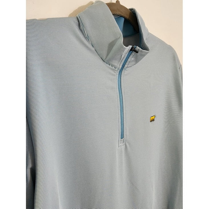 Jack Nicklaus Blue and White Stripe Quarter Zip Pullover Size Large