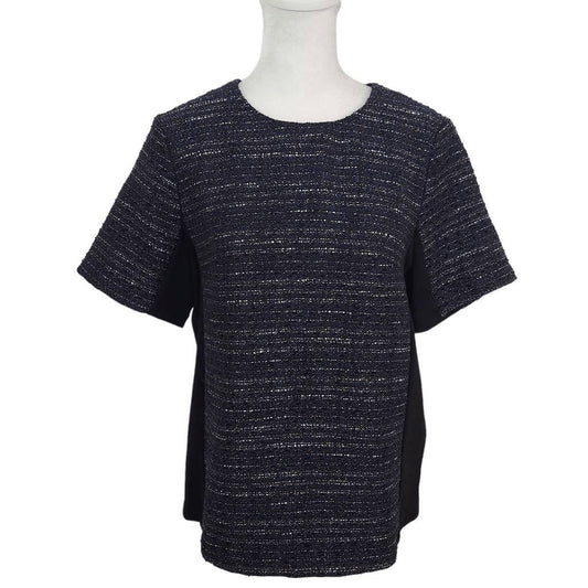 Ava Metallic Navy Tweed Top Size Small NWOT Ava Dressy Tweed Blouse