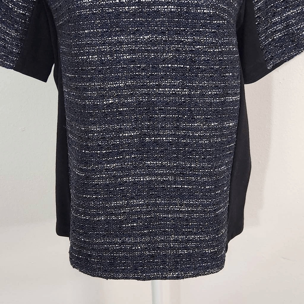 Ava Metallic Navy Tweed Top Size Small NWOT Ava Dressy Tweed Blouse
