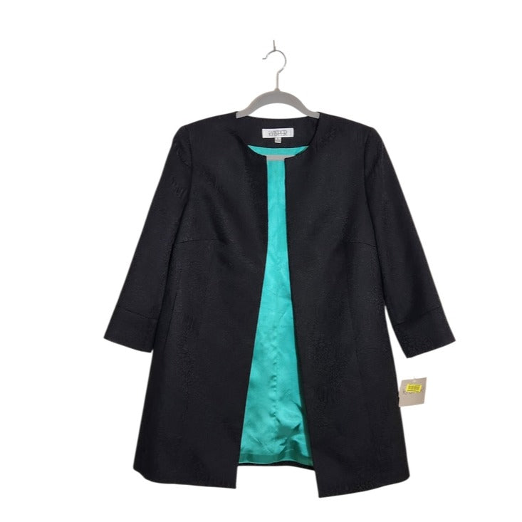 Kasper Black Animal Print Open Blazer Size 6 NWT