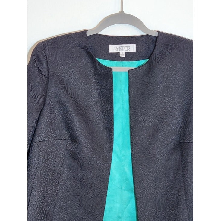 Kasper Black Animal Print Open Blazer Size 6 NWT