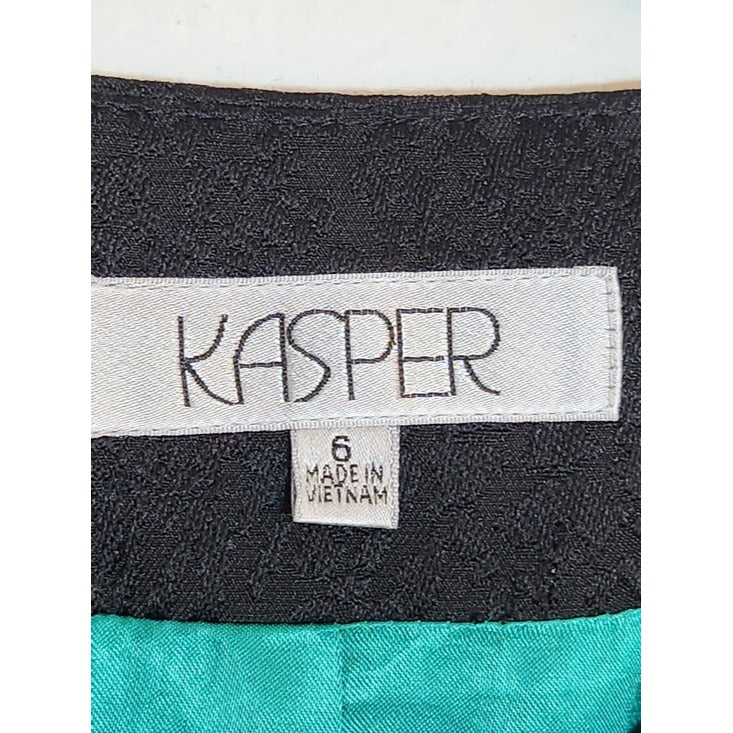 Kasper Black Animal Print Open Blazer Size 6 NWT
