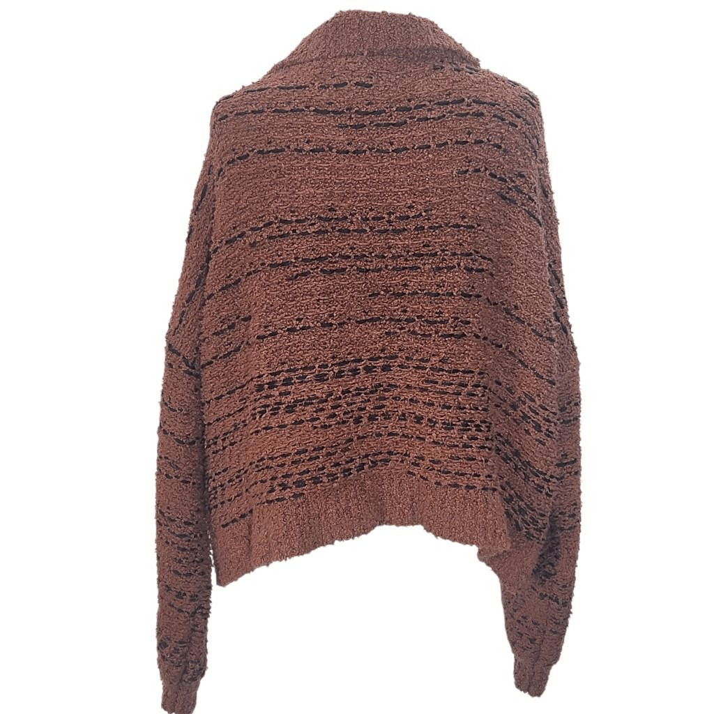 Saltwater Luxe Brown Oversized Sweater Size Large Brown Half-Zip Pullover