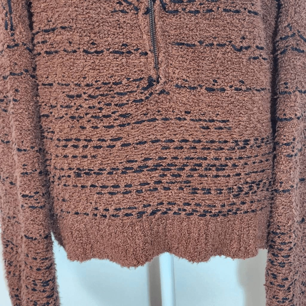 Saltwater Luxe Brown Oversized Sweater Size Large Brown Half-Zip Pullover