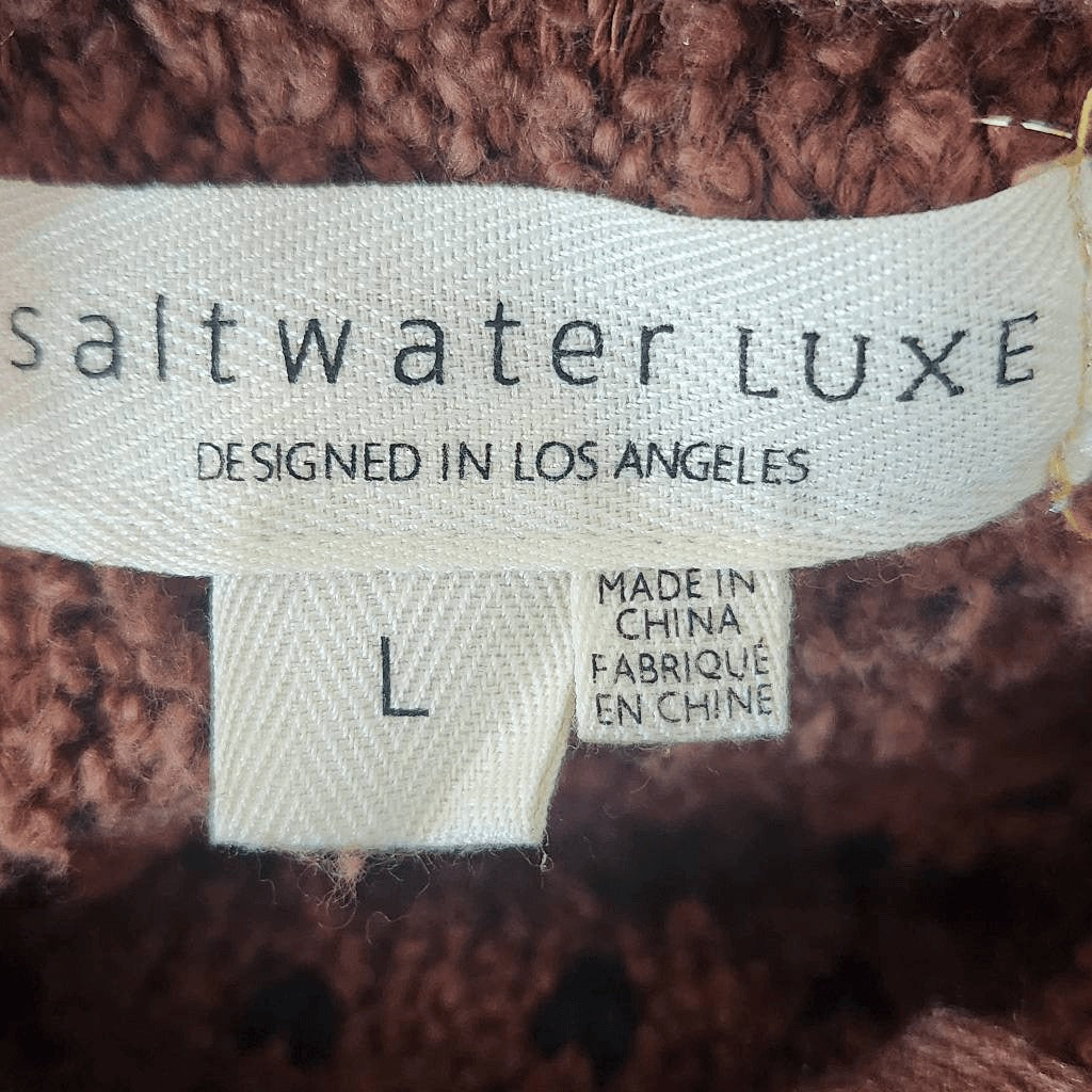 Saltwater Luxe Brown Oversized Sweater Size Large Brown Half-Zip Pullover
