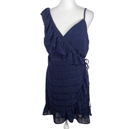 Emerald Sundae Navy Wrap Dress NWT Size Large Navy Chiffon Wedding Guest Dress