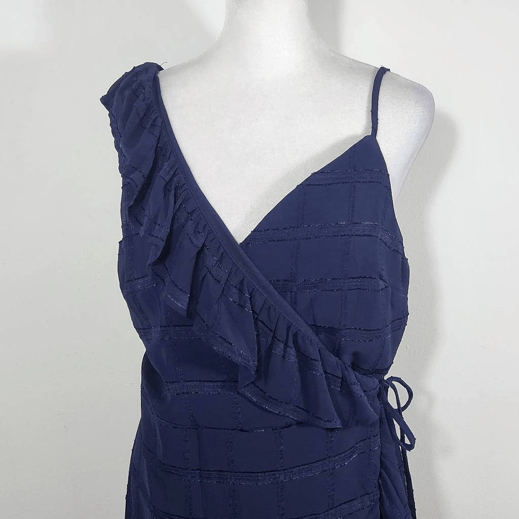 Emerald Sundae Navy Wrap Dress NWT Size Large Navy Chiffon Wedding Guest Dress