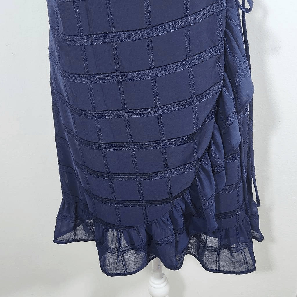 Emerald Sundae Navy Wrap Dress NWT Size Large Navy Chiffon Wedding Guest Dress
