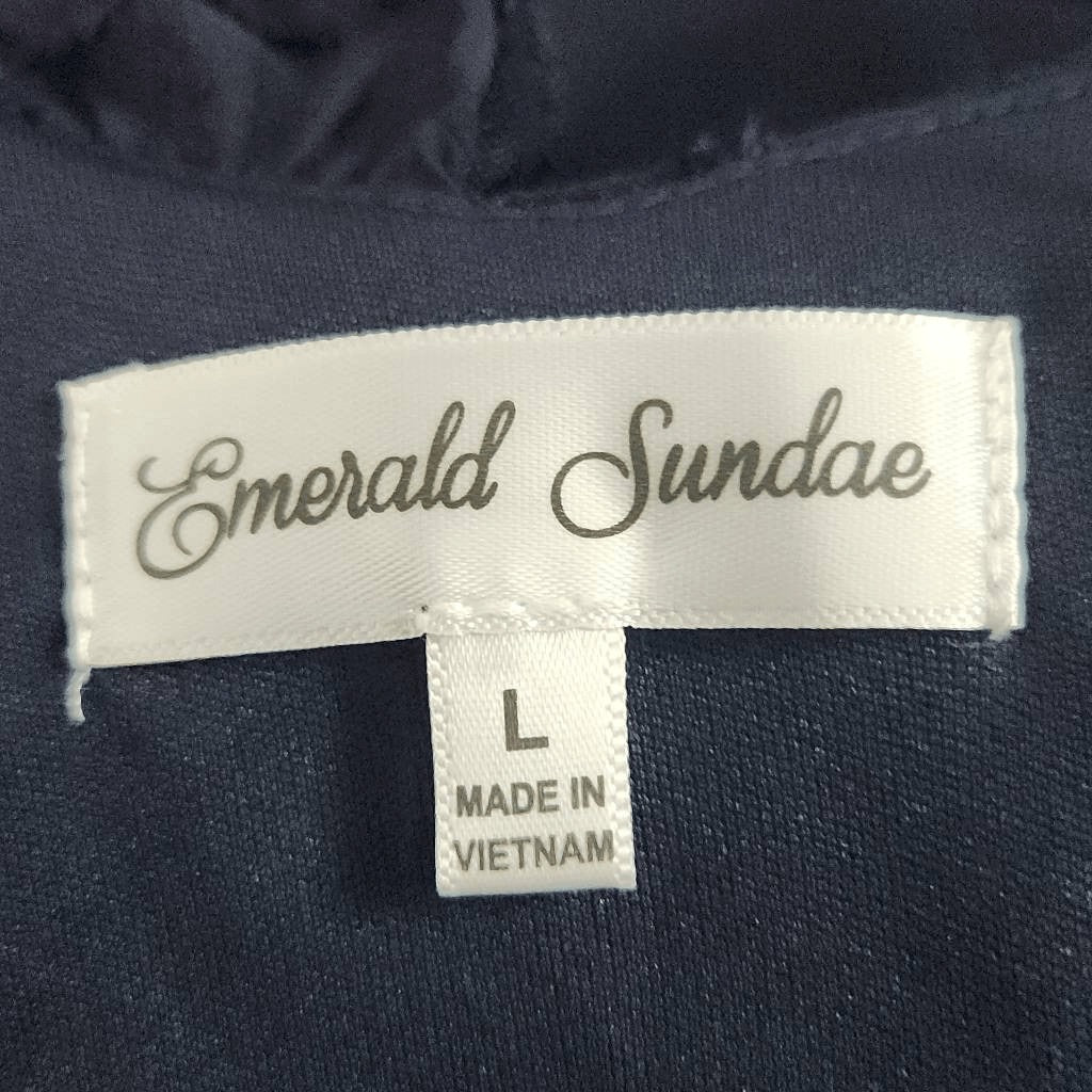 Emerald Sundae Navy Wrap Dress NWT Size Large Navy Chiffon Wedding Guest Dress
