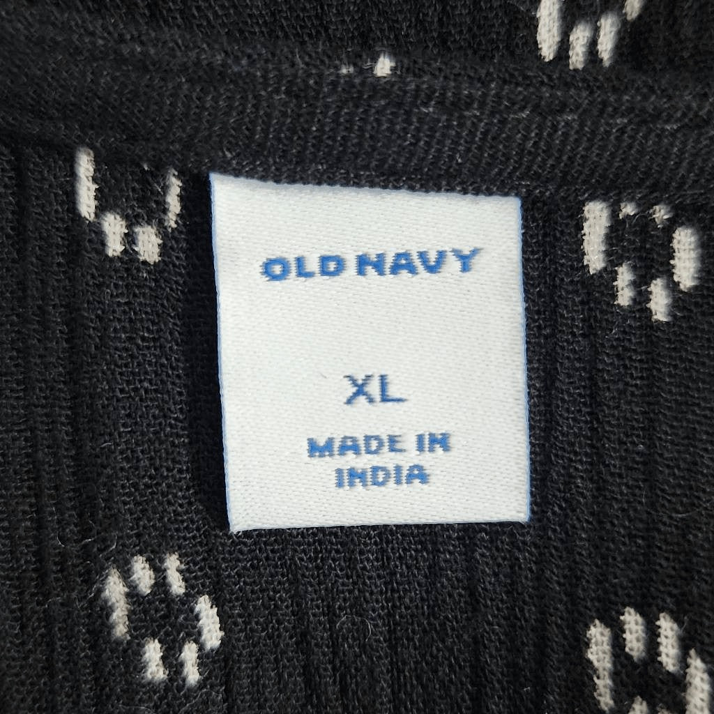 Old Navy Black Blouse with Flutter Sleeves Size XL Black and White Peasant Top