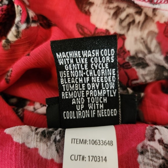 Torrid Pink Floral Blouse with Ruffle Neckline and Shoulder Cut Outs Size 2X