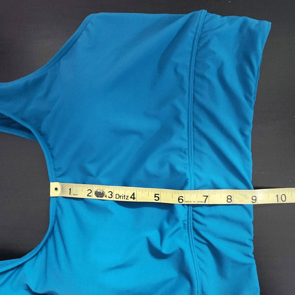 Yonique Teal Blue Bikini with High Waist Bottoms and Tie Detail NWT Size Large
