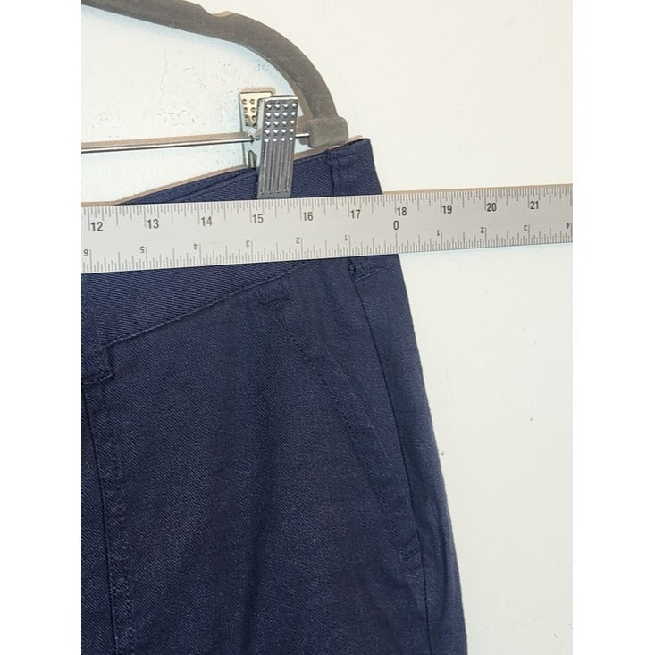 NYDJ Navy Linen Blend Wide Leg Cropped Pants Size 12
