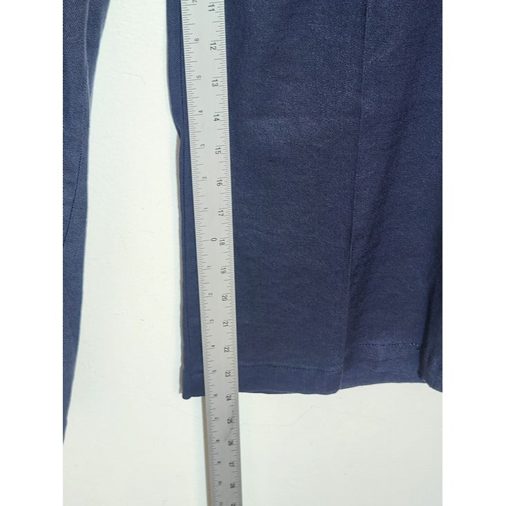 NYDJ Navy Linen Blend Wide Leg Cropped Pants Size 12