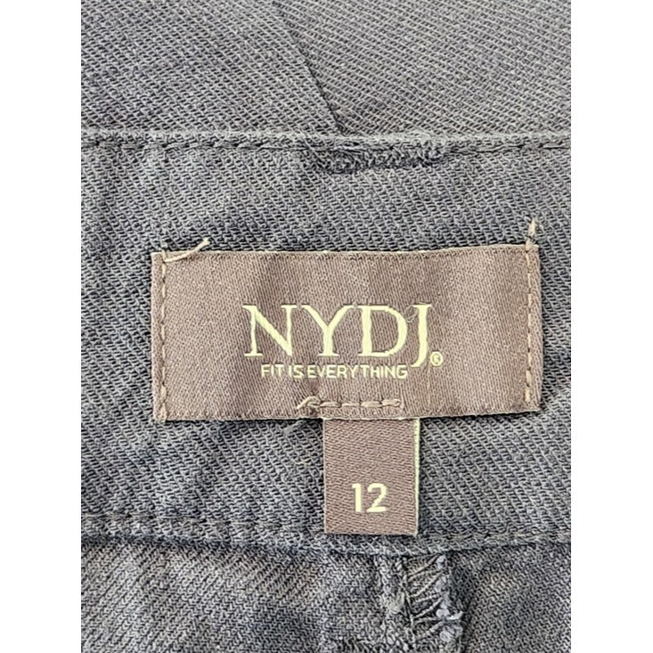 NYDJ Navy Linen Blend Wide Leg Cropped Pants Size 12